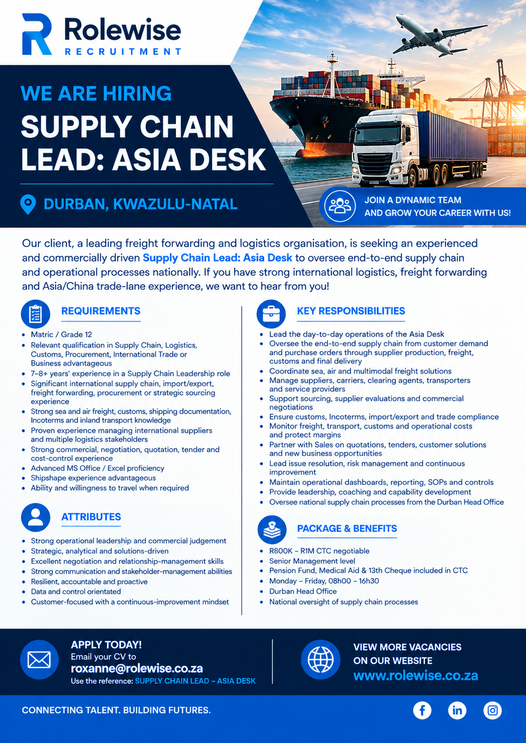 SUPPLY CHAIN LEAD: ASIA DESK
